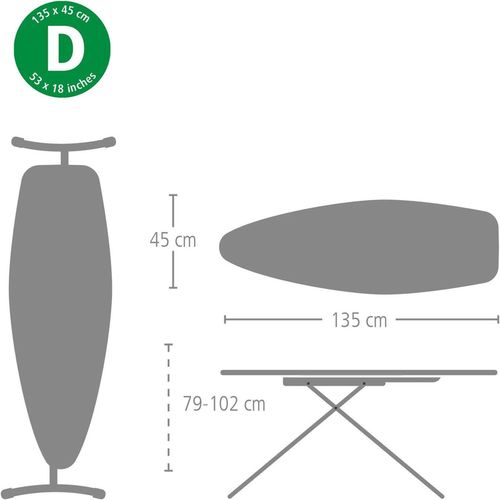 cumpără Masă de călcat Brabantia 34 56 47 D 135x45cm, Titan Oval, Iron Zone în Chișinău 
