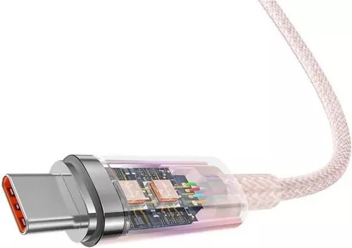 cumpără Cablu telefon mobil Baseus P10319703411-01 Explorer Smart Temperature Type-C to Type-C 5A 100W 2m, Baby Pink în Chișinău 