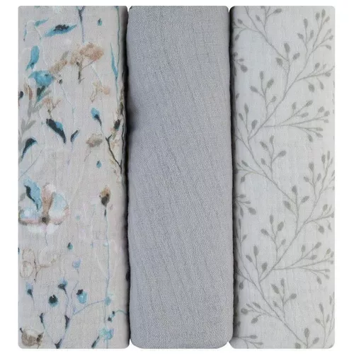 купить Аксессуар для пеленания Kikka Boo 31103010111 Pelinci de muselina Dreamy Fields Grey, 75x75cm, 3buc в Кишинёве 