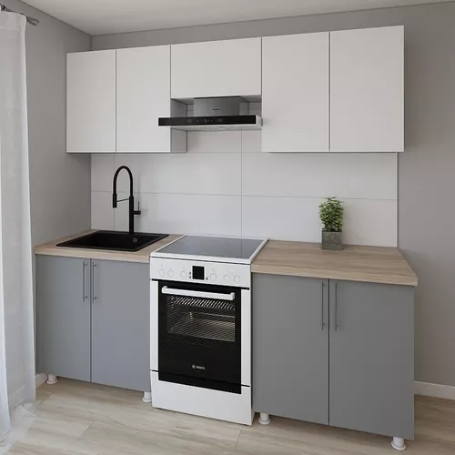 купить Мебель для кухни Smartex (30014) K1 220cm Alb+Grafit в Кишинёве 