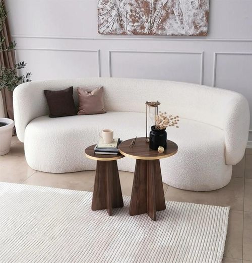 купить Журнальный столик Trendy Грибной 2, золотой, ореховый, набор в Кишинёве 