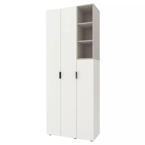 cumpără Dulap Nex Home A003R cu usi batante, 900x420x2300mm, Cashmere/White Snow în Chișinău 