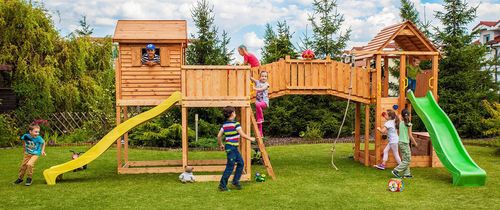 купить Детская площадка Fungoo Maxi Set SIZED PLAZA (My_Side Fortress Toybox Rainbow) teak painted в Кишинёве 