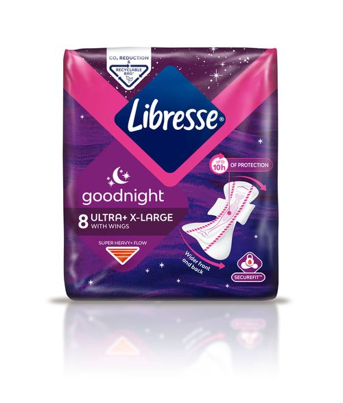 Прокладки Libresse Goodnight Ultra Large - 6 капель (8 шт) 