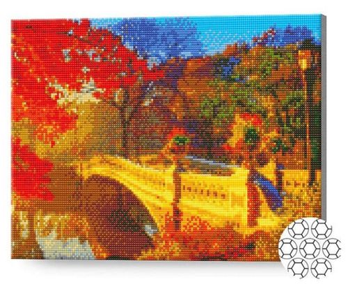 cumpără Tablou pe numere Art Gallery GA77807 Mozaic cu diamante 40x50cm Pod in padurea de toamna în Chișinău 