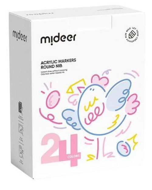купить Набор для творчества Mideer MD1257 Set de markere acrilice cu vârf rotund, 24 culori в Кишинёве 