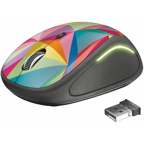 cumpără Mouse Trust Yvi FX Wireless Mouse - Geometrics, LED illumination in continuously changing colours, 8m 2.4GHz, Micro receiver, 800-1600 dpi, 4 button, Rubber sides for comfort and grip, USB, TR-22337-03 în Chișinău 