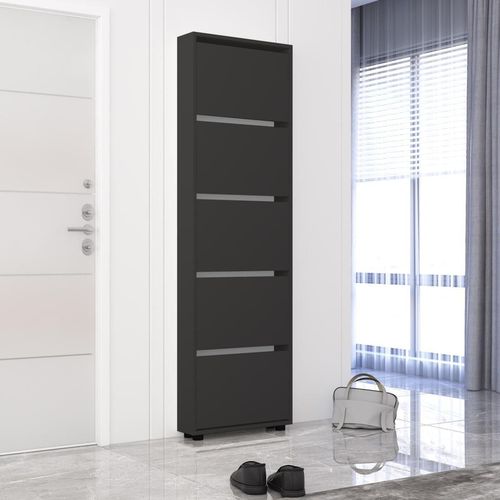 купить Полка для обуви Mobildor-Lux Leo Slim 100x16x203H cm Anthracite в Кишинёве 