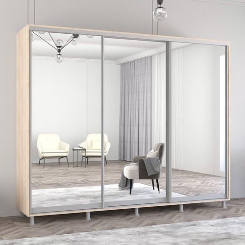 cumpără Dulap Mobildor-Lux Aron uși glisante din oglinzi (270x60x200H cm) Sonoma în Chișinău 
