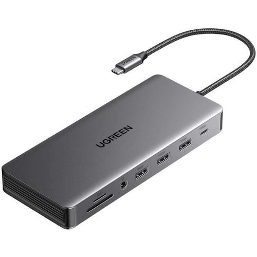 купить Переходник для IT Ugreen 15978 HUB 13in1 USB-C to 2*HDMI(4K@60Hz)+DP+2*USB-A3.2+USB-C3.2+2*USB-A3.0+SD/TF+GigabitRJ45+3.5mm+PD(100W), CM681, Space Gray в Кишинёве 