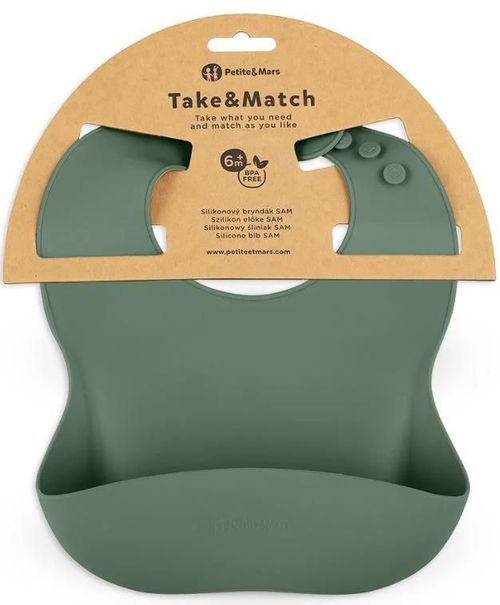 купить Слюнявчики Petite&Mars 706817 Baveta moale din silicon Take&Match Misty Green в Кишинёве 