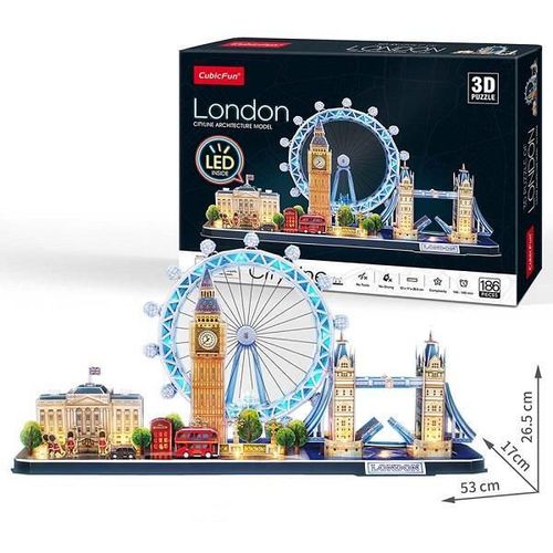 купить Конструктор Cubik Fun L532h 3D Puzzle Londra cu iluminare LED, 186 elemente в Кишинёве 