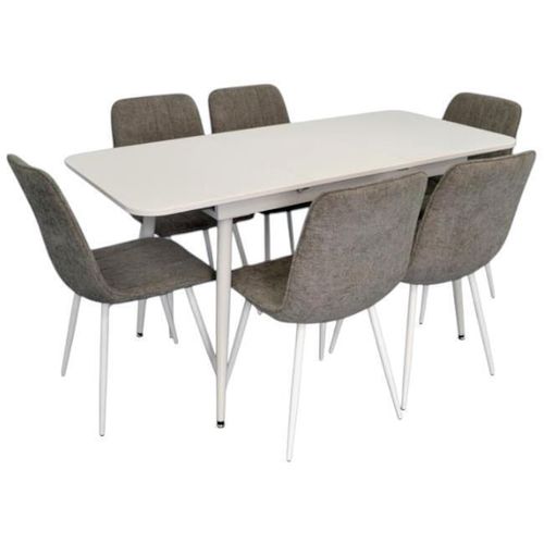 cumpără Set masă și scaune Evelin di Costacurta стол DT-531R Wh + 6 стульев YTC-078Wh UF885-14 (Grey) în Chișinău 