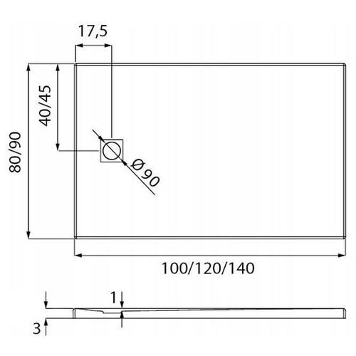 купить Душевой поддон New Trendy Mori grey Rectangular 120x90x3,5 B-0399 в Кишинёве 
