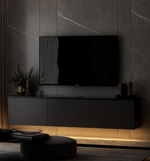 купить Тумба напольная для TV Trendy Iluminat cu neon, antracit в Кишинёве 