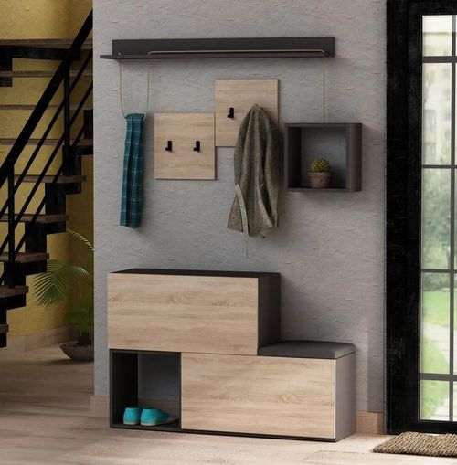 cumpără Mobilă pentru antreu Trendy Holdon Antracit, Sonomo, 120x78x40cm (GTR001340) în Chișinău 