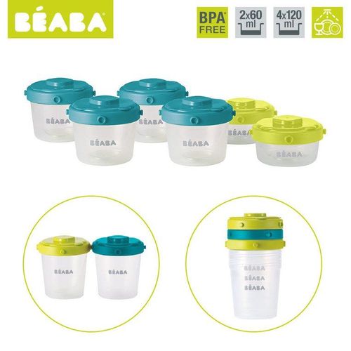 Set 6 recipiente ermetice pentru hrana Beaba (2X60ml, 4X120ml) 