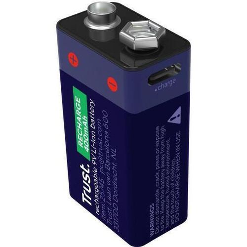 купить Аккумулятор Trust TR25745 USB-C Rechargeable Battery 9V Li-Ion, 400mAh, 6LR61 в Кишинёве 