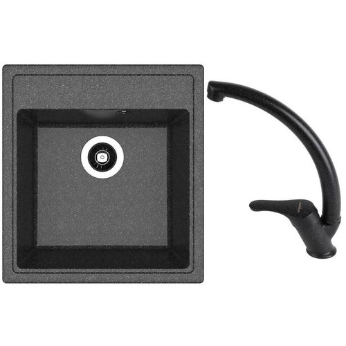 cumpără Chiuvetă bucătărie cu bateria Dr.Gans Nika 470 + SanDonna F 1069 negru în Chișinău 