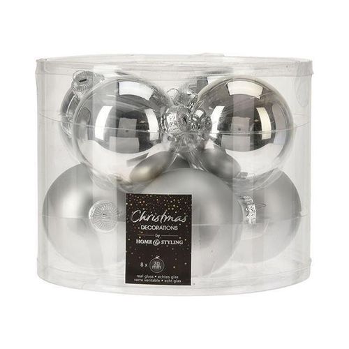 купить Новогодний декор Promstore 29720 Набор шаров стеклянных 8x70mm, цилиндр, серебряные в Кишинёве 