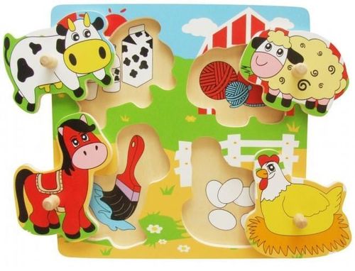купить Пазл Viga 59562 Puzzle din lemn cu buton Locuitorii fermei в Кишинёве 