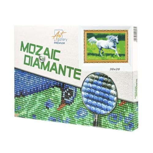 купить Картина по номерам Art Gallery JS20417 Mozaic cu diamante 20x30cm Calul alb в Кишинёве 