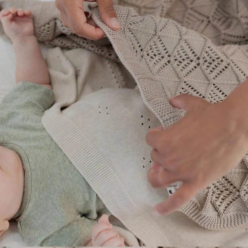 купить Комплект подушек и одеял BIBS 9406245 Вязаное одеяло  Wavy Vanilla (70x100 cm) в Кишинёве 