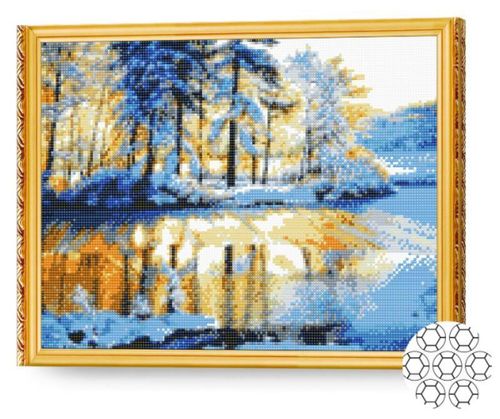 cumpără Tablou pe numere Art Gallery GA80238 Mozaic cu diamante 40x50cm Gheata pe rau în Chișinău 
