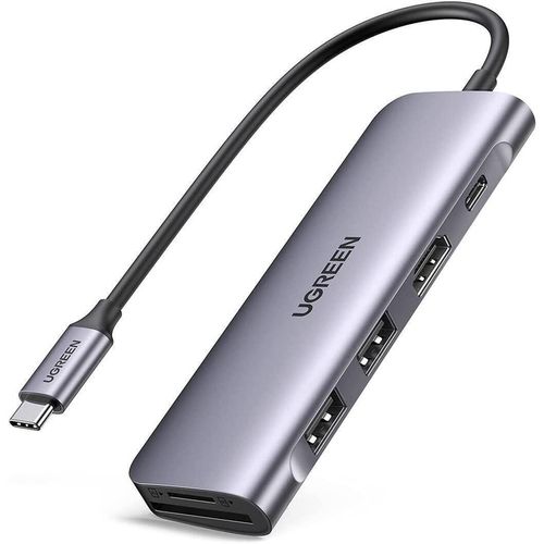 купить USB Hub Ugreen 70411 HUB 6in1 Type-C 3.0 to HDMI 4K 30Hz + 2*USB-A 3.0 + SD/TF + 1*Type-C PD, TS 90MB/S, PD Power Supply 100W CM195, Space Grey в Кишинёве 