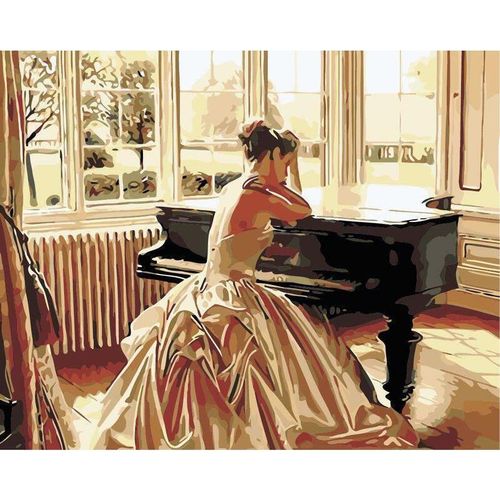 купить Картина по номерам Richi (03871) Fata la pian 40x50 в Кишинёве 