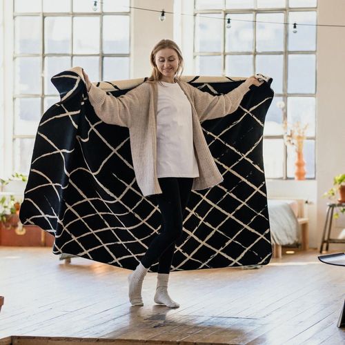 cumpără Textile de casă Ibena 3579/380 Jacquard Decke Palin Beige/black în Chișinău 