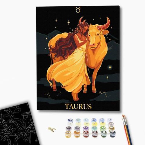 купить Картина по номерам BrushMe BSB0036FC 40x50сm (pânză neagră/fără cutie) Taur в Кишинёве 