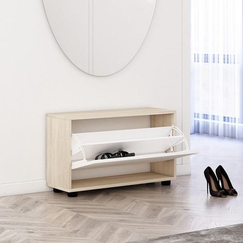 cumpără Raft pentru încălțăminte Mobildor-Lux Leo 60x27x47H cm Sonoma/White în Chișinău 
