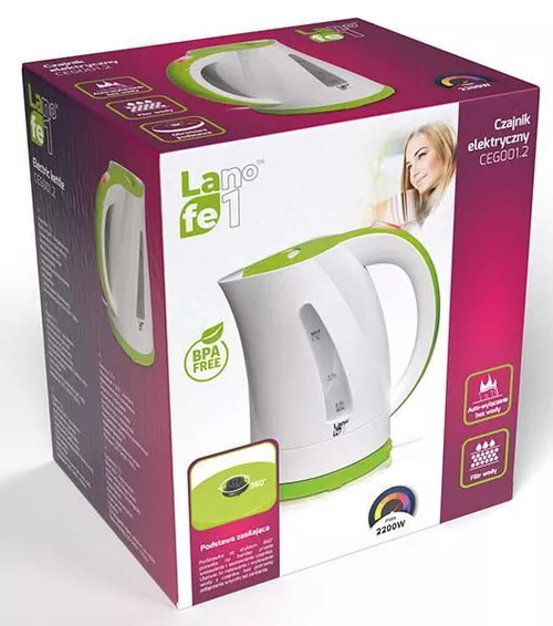 купить Чайник электрический LAFE CEG001.2 White/Green в Кишинёве 