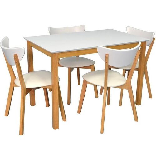 купить Комплект стол и стулья Evelin di Costacurta стол Gloria White/Bella beech + 4 стула Cameroon White/Bella beech в Кишинёве 