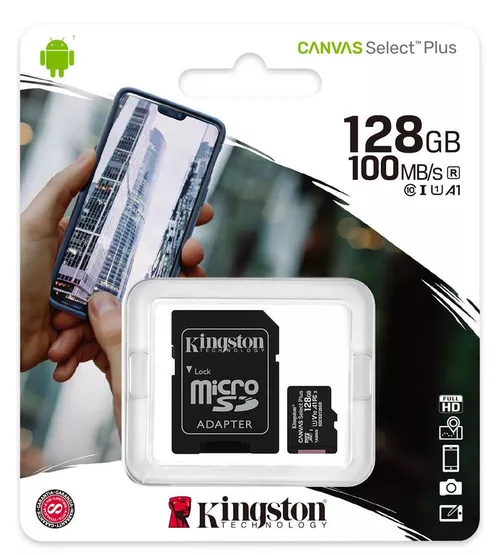 cumpără Card de memorie flash Kingston SDCS2/128GB, microSD Class10 UHS-I + SD adapter, Canvas Select Plus în Chișinău 
