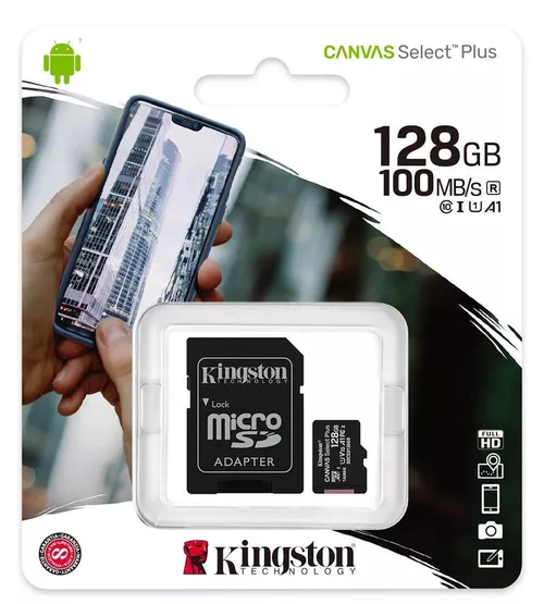 купить Флеш карта памяти SD Kingston SDCS2/128GB, microSD Class10 UHS-I + SD adapter, Canvas Select Plus в Кишинёве 