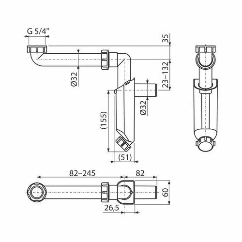 cumpără Sifon pentru chiuvetă bucătărie Alcaplast A43S-DN32 1 1/4" 32, для умывальника în Chișinău 