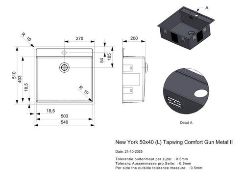 cumpără Chiuvetă bucătărie Reginox R41345 New York 50x40 Tapwing Gun Metal II în Chișinău 