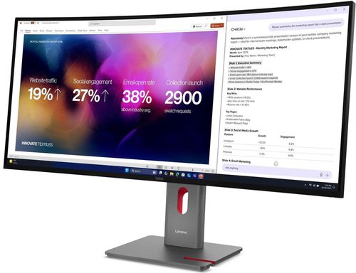 cumpără Monitor Lenovo P40WD-40 Curved Black/Grey (64B4XAT1EU) în Chișinău 