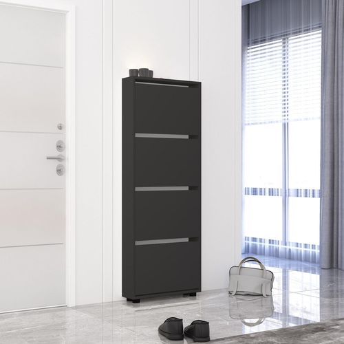 cumpără Raft pentru încălțăminte Mobildor-Lux Leo Slim 100x16x164H cm Anthracite în Chișinău 