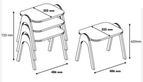 cumpără Măsuţă cafea Trendy Paris, Nuc 48x42x35cm, masa de cuibarit (3 bucati) în Chișinău 