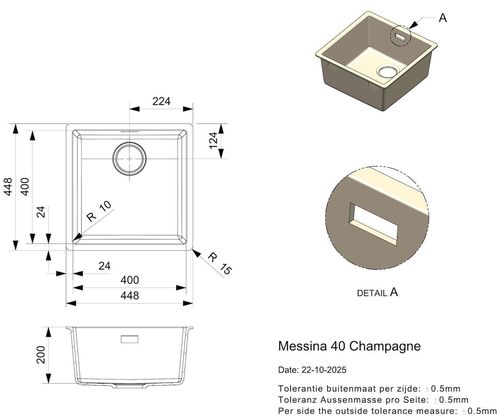 cumpără Chiuvetă bucătărie Reginox R40911 Messina 40 Champagne în Chișinău 