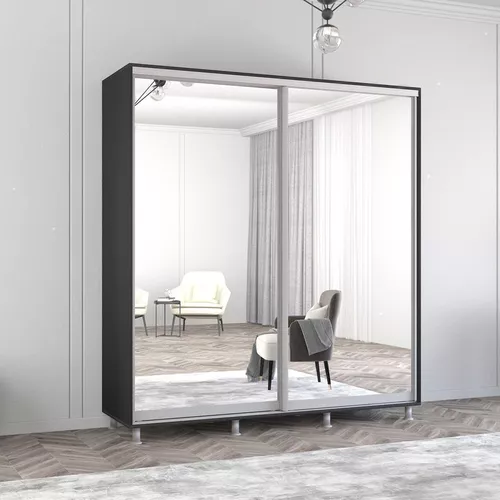 купить Шкаф Mobildor-Lux Арон с раздвижными зеркальными дверцами (230x60x210H см) Антрацит в Кишинёве 