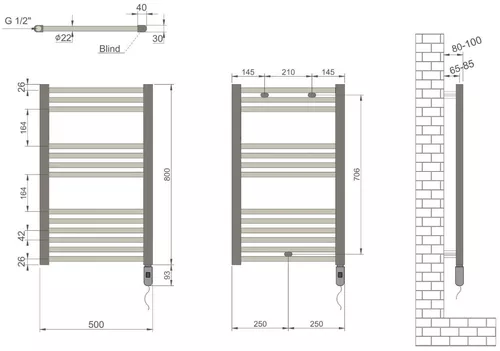 cumpără Uscător de prosoape Radiva Haiti 500x1200mm Flat (alb) electric în Chișinău 