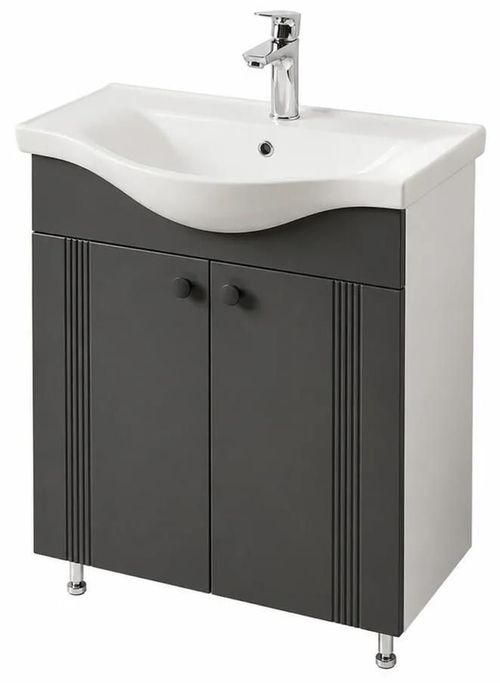 cumpără Dulap pentru lavoar Mashtab 12129 Palma (Basic) cu 2 uși 650x370x850 Alb mat-Antracit în Chișinău 