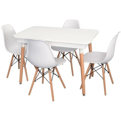 купить Комплект стол и стулья Evelin di Costacurta стол DT-431-1R Wo + 4 стула LC-021 White plastic в Кишинёве 