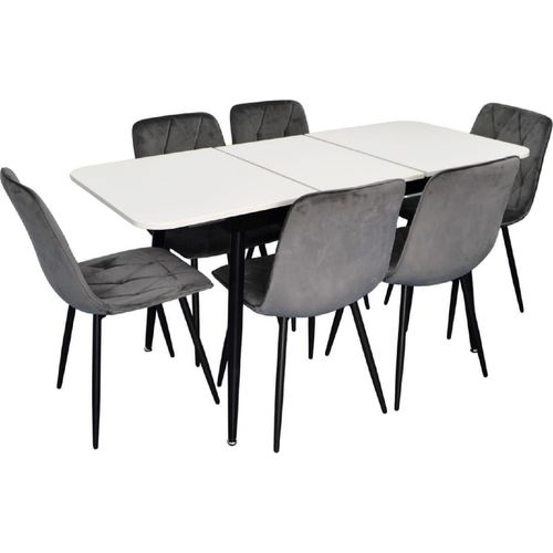 купить Комплект стол и стулья Evelin di Costacurta cтол DT-531R B + 6 стульев YTC-080B Bluvel-14 (Dark grey) в Кишинёве 