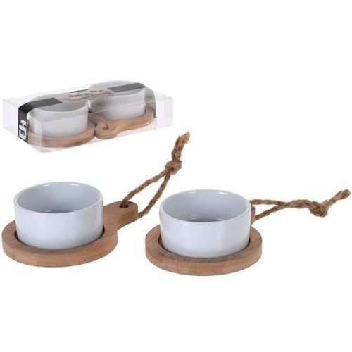 купить Посуда прочая Excellent Houseware 20915 Набор для аперитива 2ед, фарфор + 2 подставки деревянные в Кишинёве 