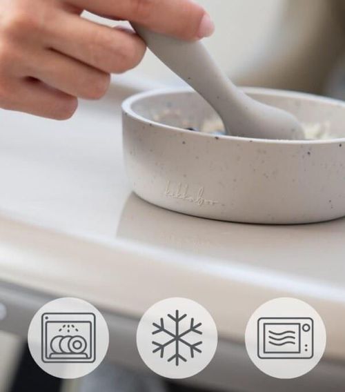 купить Посуда для кормления Kikka Boo 31302050002 Set de alimentatie din silicon Platinum Sand, 5 piese в Кишинёве 